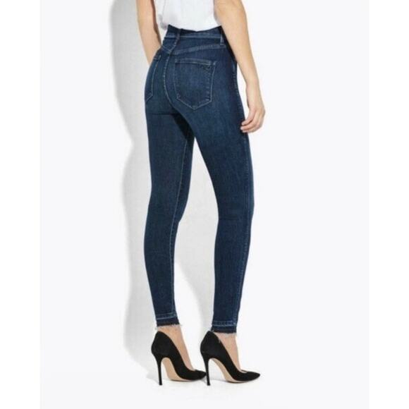 AYR The Riser High Rise Skinny Jeans Dark Wash Raw Hem Women’s W26 L28 LA Made - Picture 2 of 14